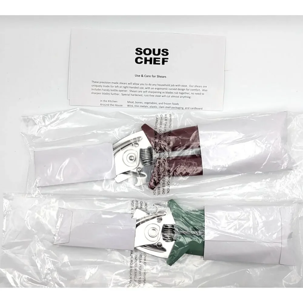 SOUS CHEF Kitchen Household Shears 2 Pack Self Sharpening Stainless Steel NEW
